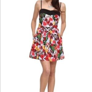 HELL BUNNY DIA DE LOS MUERTOS Floral Print Women's Dress MEDIUM